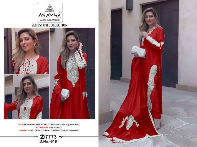 Anamsa 618 Faux Georgette Embroidery Pakistani Suit Suppliers In India